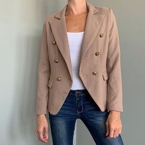 Small Revolve Tan Double-Breasted Fitted Blazer